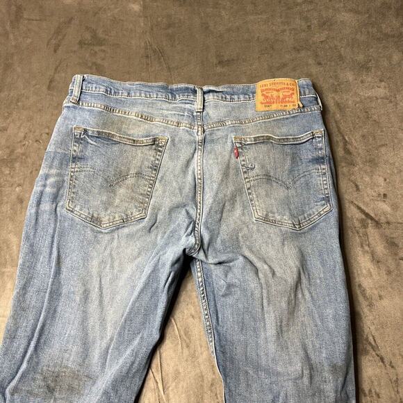 Levis 514 Jeans Mens 36x32 Straight Light Wash Pocket Denim Casual Distressed - Picture 6 of 8